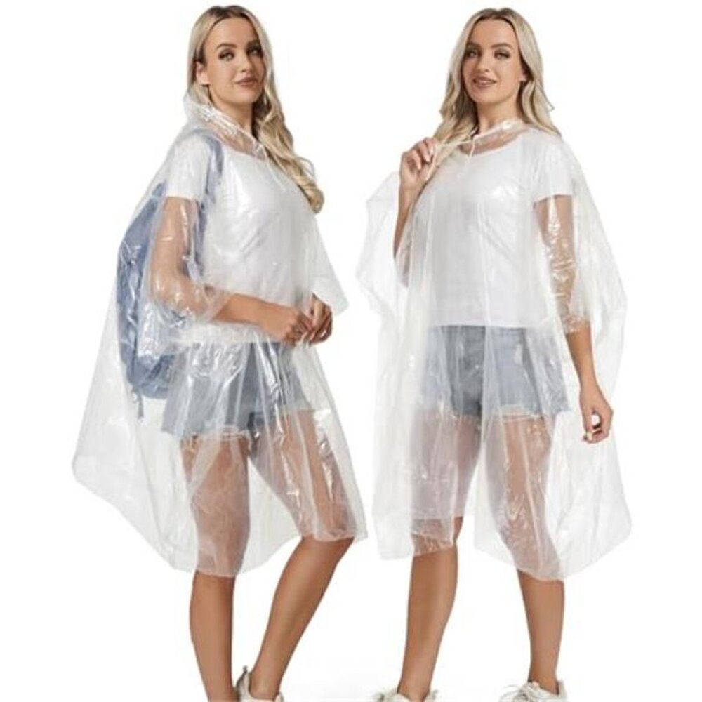 Disposable Rain Ponchos Waterproof Hooded Emergency Raincoat Outdoor Camping